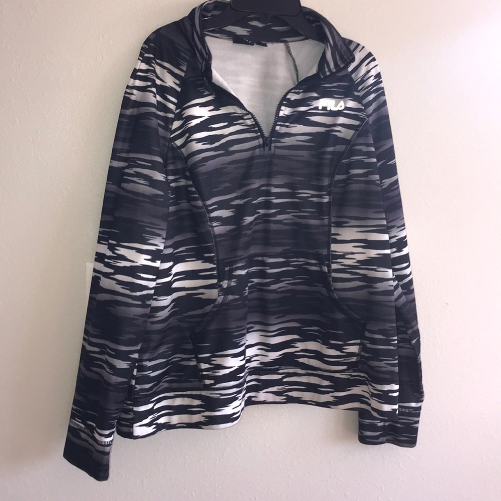 Fila jacket with zipper in front black white XL